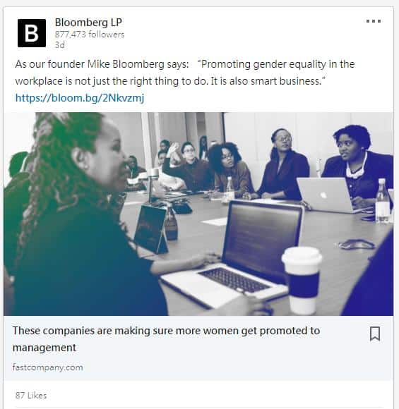 B2B行銷：Bloomberg用創辦人的名言來回應分享的新聞。( Source: Bloomberg )